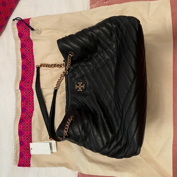 SOLD Tory Burch Kira Tote Bag Black & Gold - Picture 9 of 14